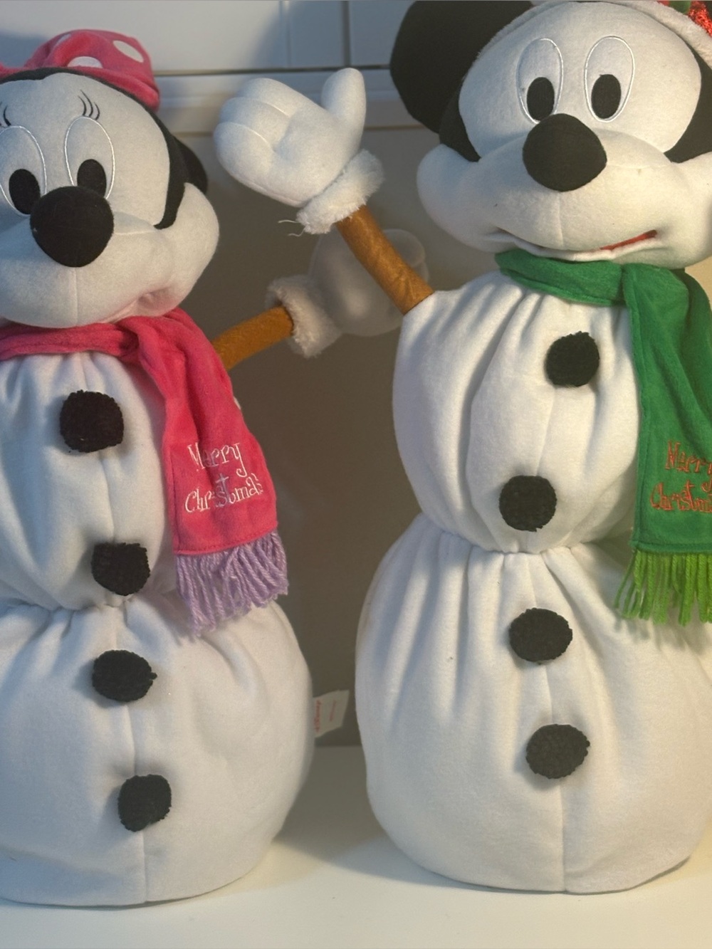 Collapsable Snowman Mickey and Minnie Couple Holiday Decor